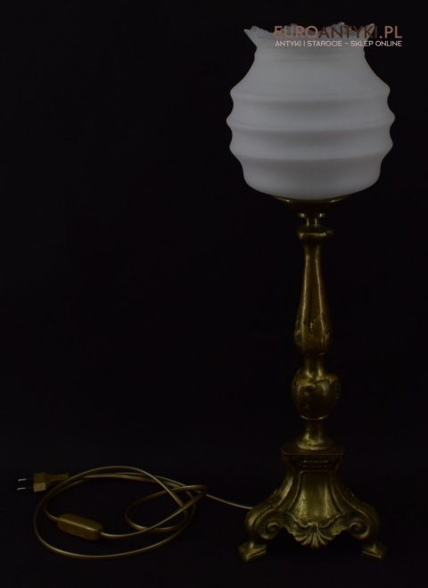 2 zabytkowe lampy na stolik. Muzealne mosiężne lamki stołowe pałacowe dworskie.