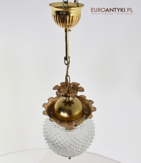 Ekskluzywna lampa wisząca stylowa z karbowanym kloszem. Lampa sufitowa pałacowa.