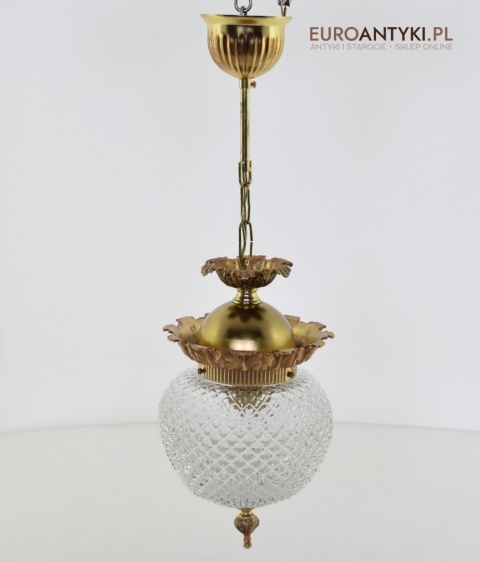Ekskluzywna lampa wisząca stylowa z karbowanym kloszem. Lampa sufitowa pałacowa.