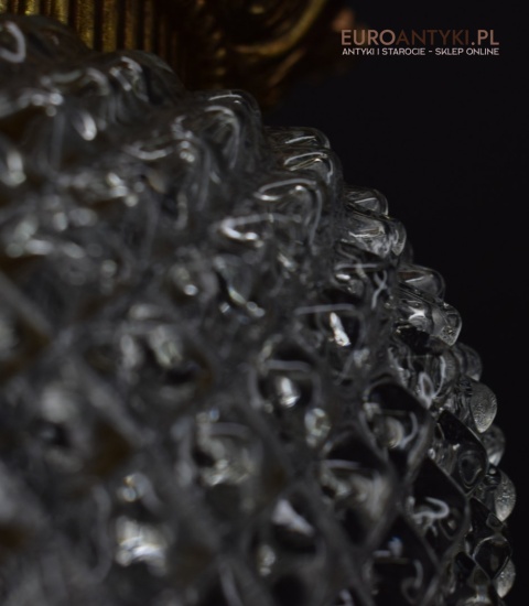 Ekskluzywna lampa wisząca stylowa z karbowanym kloszem. Lampa sufitowa pałacowa.