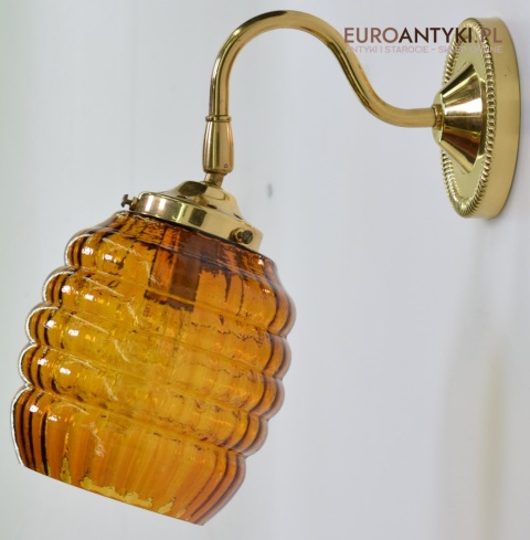 Retro kinkiety skandynawskie lampy ścienne mosiężne z miodowymi kloszami