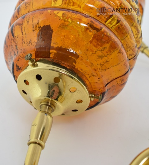 Retro kinkiety skandynawskie lampy ścienne mosiężne z miodowymi kloszami