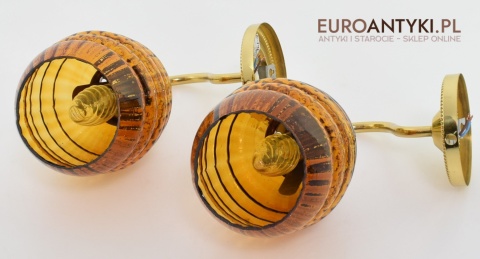 Retro kinkiety skandynawskie lampy ścienne mosiężne z miodowymi kloszami