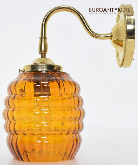 Retro kinkiety skandynawskie lampy ścienne mosiężne z miodowymi kloszami