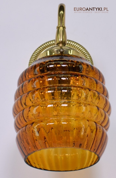 Retro kinkiety skandynawskie lampy ścienne mosiężne z miodowymi kloszami