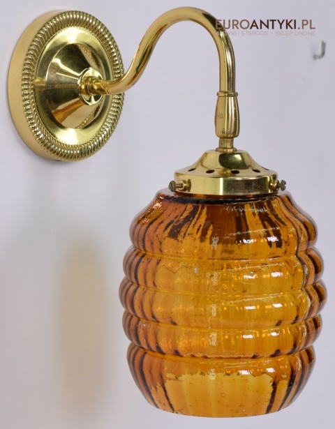 Retro kinkiety skandynawskie lampy ścienne mosiężne z miodowymi kloszami