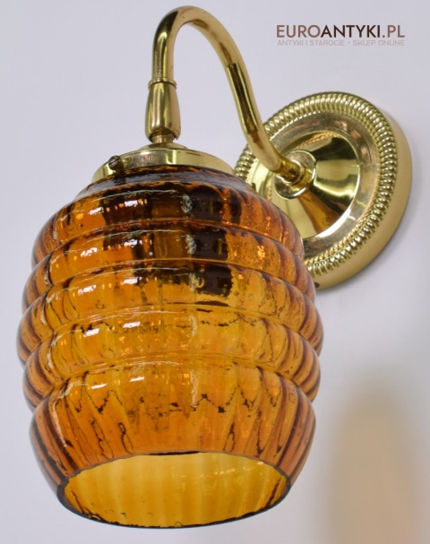 Retro kinkiety skandynawskie lampy ścienne mosiężne z miodowymi kloszami