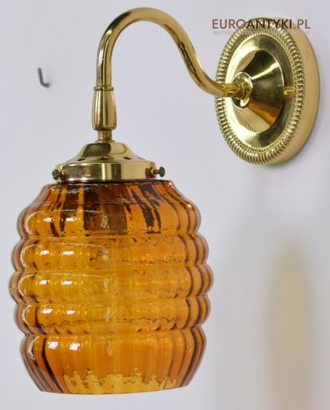 Retro kinkiety skandynawskie lampy ścienne mosiężne z miodowymi kloszami