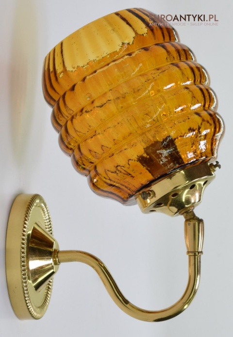 Retro kinkiety skandynawskie lampy ścienne mosiężne z miodowymi kloszami