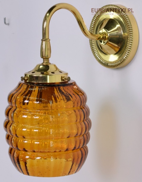 Retro kinkiety skandynawskie lampy ścienne mosiężne z miodowymi kloszami