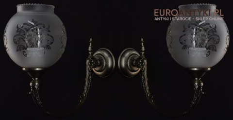 XL duże srebrne kinkiety z kloszami. Lampy łazienkowe na ścianę retro stylowe oświetlenie