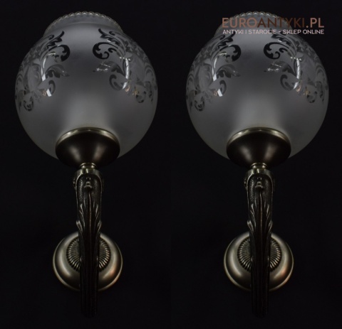 XL duże srebrne kinkiety z kloszami. Lampy łazienkowe na ścianę retro stylowe oświetlenie