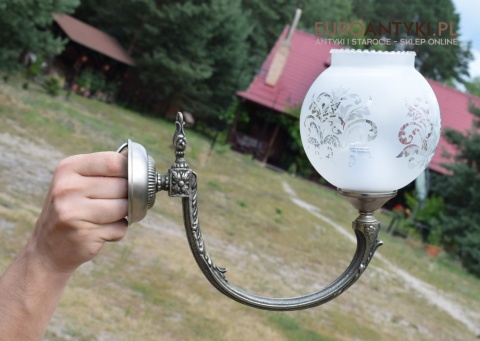 XL duże srebrne kinkiety z kloszami. Lampy łazienkowe na ścianę retro stylowe oświetlenie