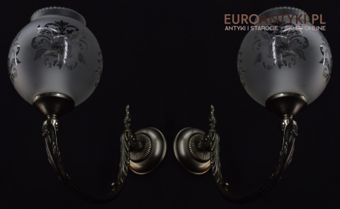 XL duże srebrne kinkiety z kloszami. Lampy łazienkowe na ścianę retro stylowe oświetlenie