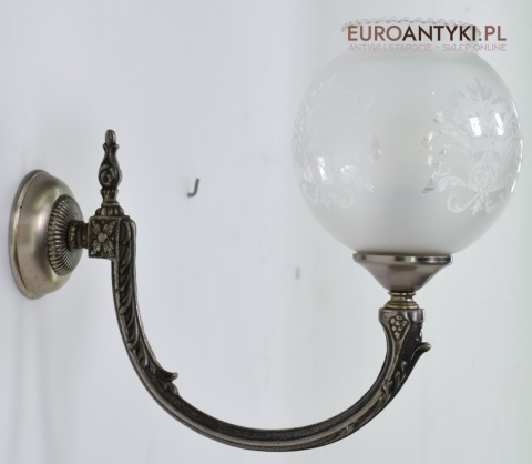 XL duże srebrne kinkiety z kloszami. Lampy łazienkowe na ścianę retro stylowe oświetlenie