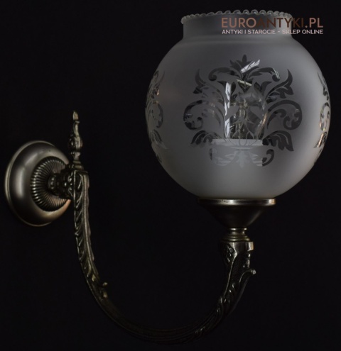 XL duże srebrne kinkiety z kloszami. Lampy łazienkowe na ścianę retro stylowe oświetlenie