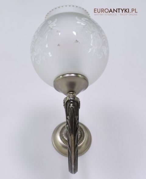 XL duże srebrne kinkiety z kloszami. Lampy łazienkowe na ścianę retro stylowe oświetlenie