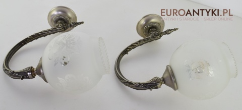 XL duże srebrne kinkiety z kloszami. Lampy łazienkowe na ścianę retro stylowe oświetlenie