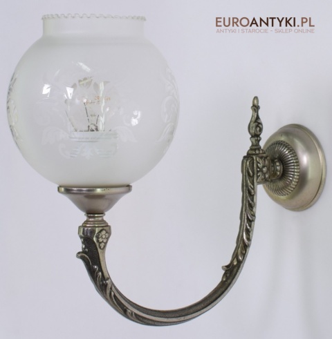 XL duże srebrne kinkiety z kloszami. Lampy łazienkowe na ścianę retro stylowe oświetlenie