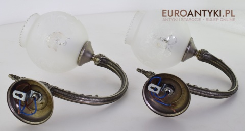 XL duże srebrne kinkiety z kloszami. Lampy łazienkowe na ścianę retro stylowe oświetlenie