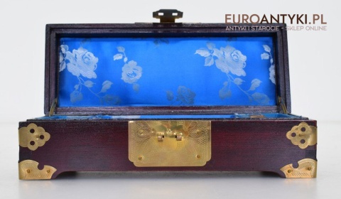 Orientalna szkatułka na biżuterie. Antyk. Zabytkowy kuferek z SHANGHAI na pierścionki i łańcuszki.