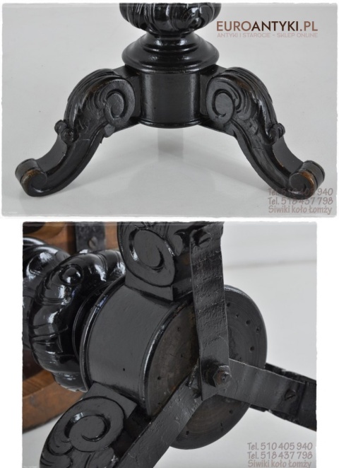 Secesyjny stołeczek do pianina. Regulowany okrągły stołek antyczny.