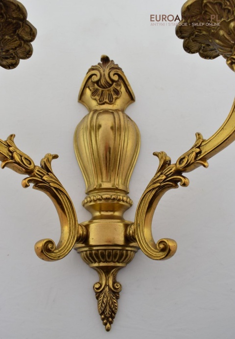 Dwa kinkiety pałacowe. Zabytkowe lampy mosiężne z Francji. Lamp ART M.D.