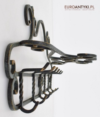 Kuty wieszak shabby chic w kolorze starej zieleni. Wieszaki antyki.