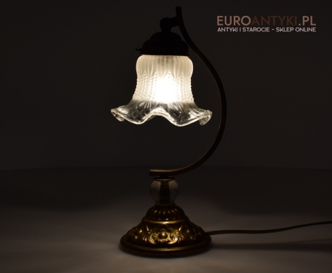 Antyczna lampa stołowa z ruchomym kloszem
