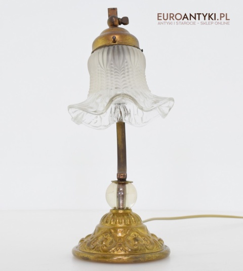 Antyczna lampa stołowa z ruchomym kloszem