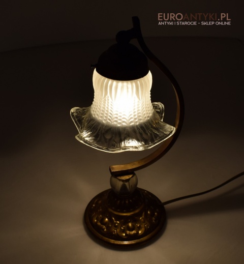 Antyczna lampa stołowa z ruchomym kloszem