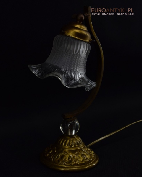 Antyczna lampa stołowa z ruchomym kloszem