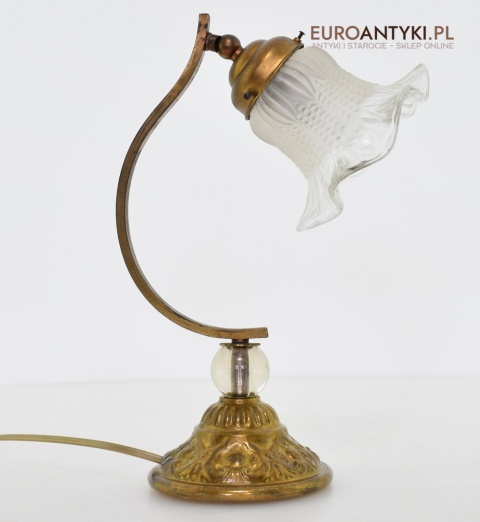 Antyczna lampa stołowa z ruchomym kloszem