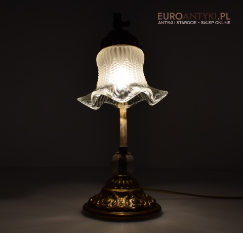 Antyczna lampa stołowa z ruchomym kloszem