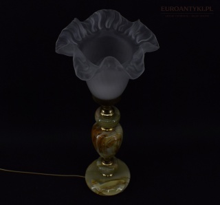 Zabytkowa lampka stołowa z onyksu. Oświetlenie onyx.
