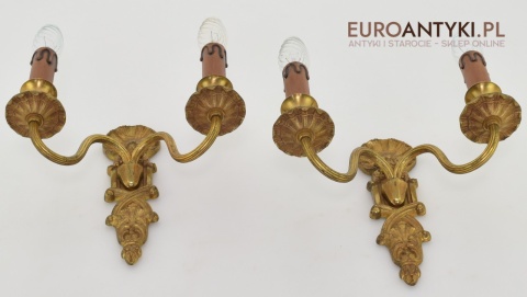 2 secesyjne kinkiety z mosiądzu