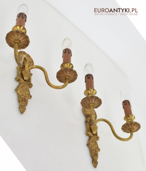 2 secesyjne kinkiety z mosiądzu