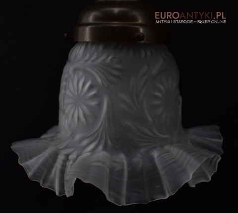 Antyczna lampa stołowa z kloszem