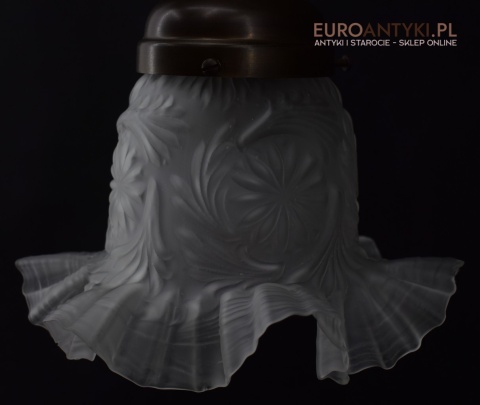 Antyczna lampa stołowa z kloszem