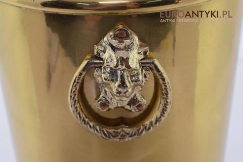 Zabytkowy parasolnik, stojak na laski, miedziany śmietnik