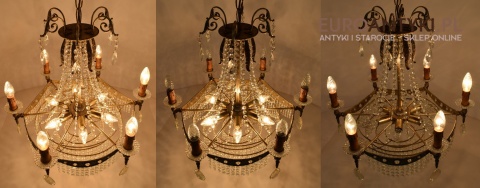 12 żarówkowy pałacowy żyrandol kryształowy z lat 1940.