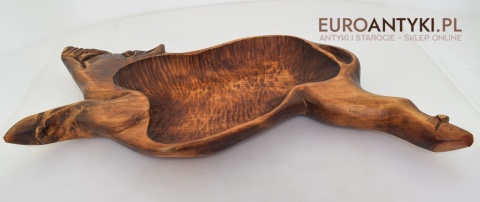 Antyk, ręcznie rzeźbiona taca dzika. Taca na dworski stół. XXL!