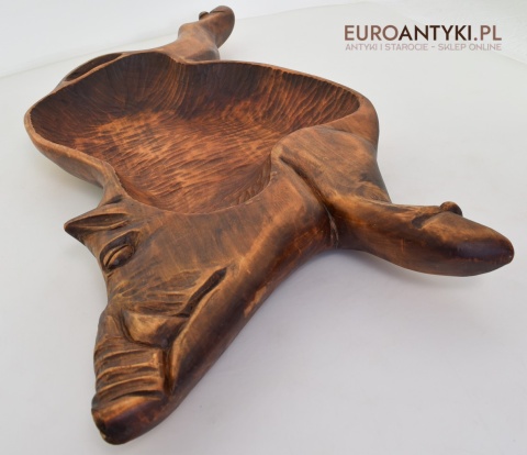 Antyk, ręcznie rzeźbiona taca dzika. Taca na dworski stół. XXL!