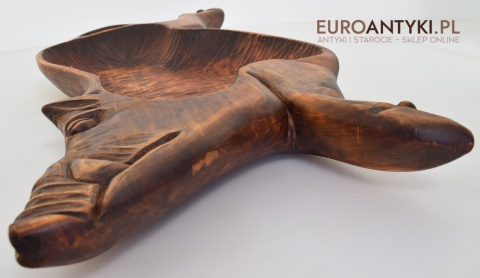 Antyk, ręcznie rzeźbiona taca dzika. Taca na dworski stół. XXL!