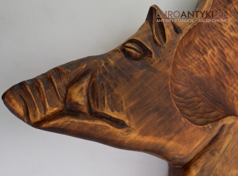 Antyk, ręcznie rzeźbiona taca dzika. Taca na dworski stół. XXL!