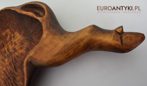 Antyk, ręcznie rzeźbiona taca dzika. Taca na dworski stół. XXL!