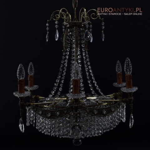 12 żarówkowy pałacowy żyrandol kryształowy z lat 1940.