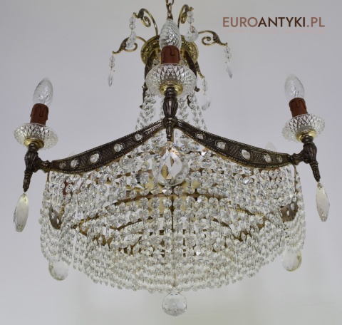 12 żarówkowy pałacowy żyrandol kryształowy z lat 1940.