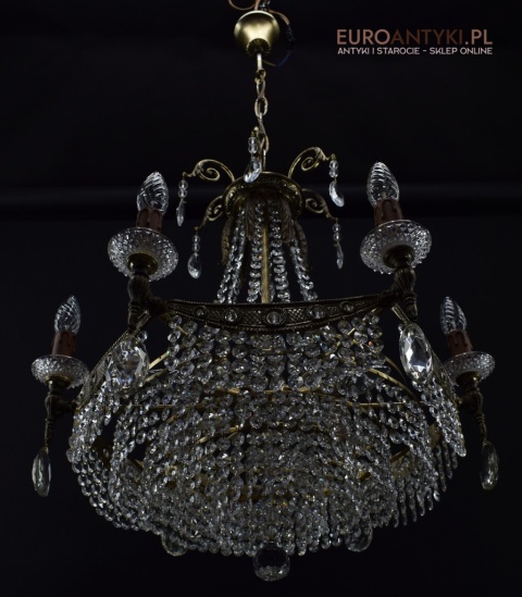 12 żarówkowy pałacowy żyrandol kryształowy z lat 1940.