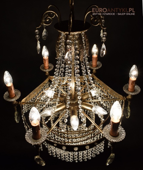 12 żarówkowy pałacowy żyrandol kryształowy z lat 1940.